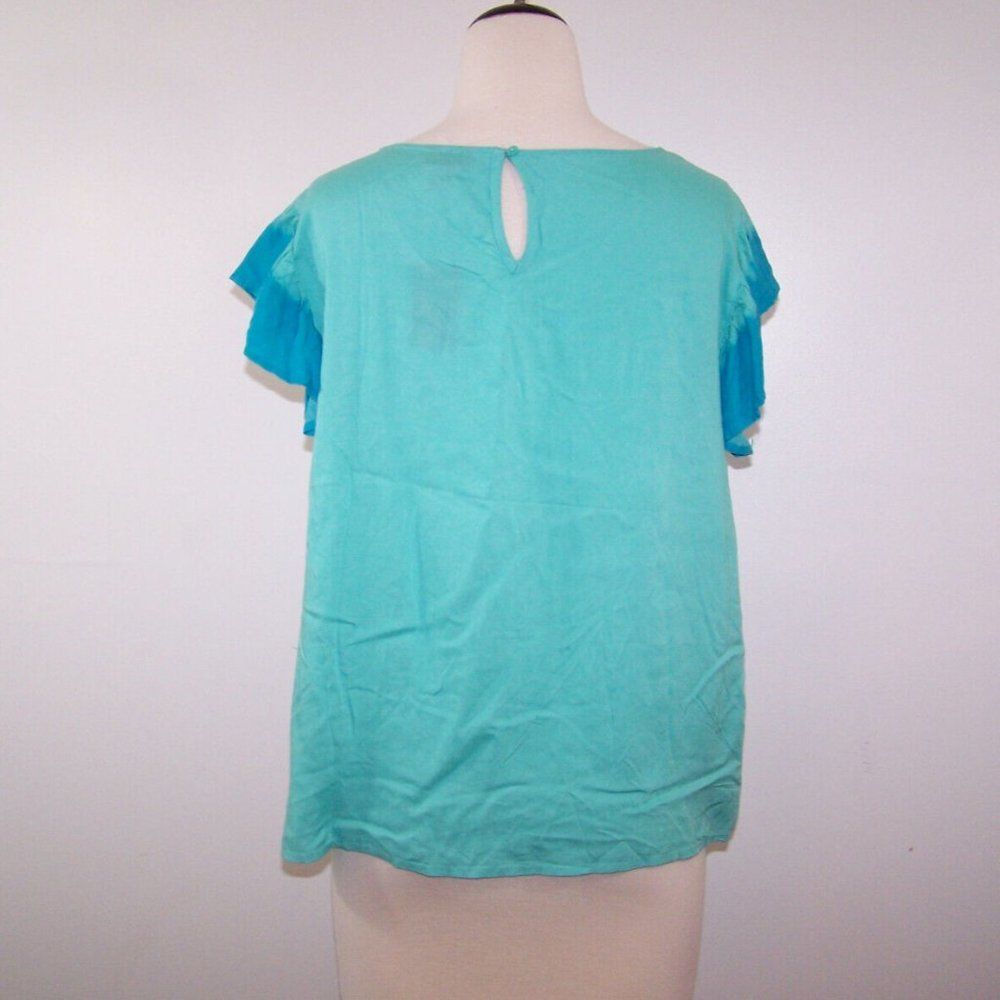 A.N.A Shirt Top XL Boho Tie Dye Ruffle Tie Front Keyhole Hippie Blouse New - Picture 8 of 10
